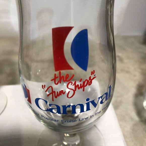 Carnival Cruise Line Fun Ships Hurricane Glass Set Of 3 Souvenir Logo Glassware - Picture 5 of 8